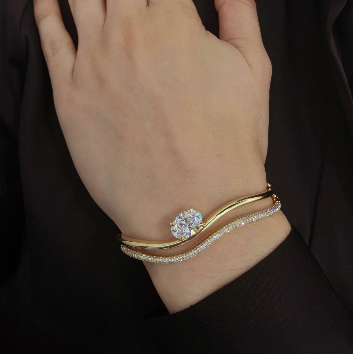 Stackable Pave Wave Bangle